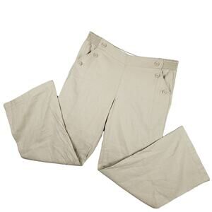 Candie's Women's Linen Blend Pants Sz 13 Pull-On Wide Leg Flare Elastic Waist